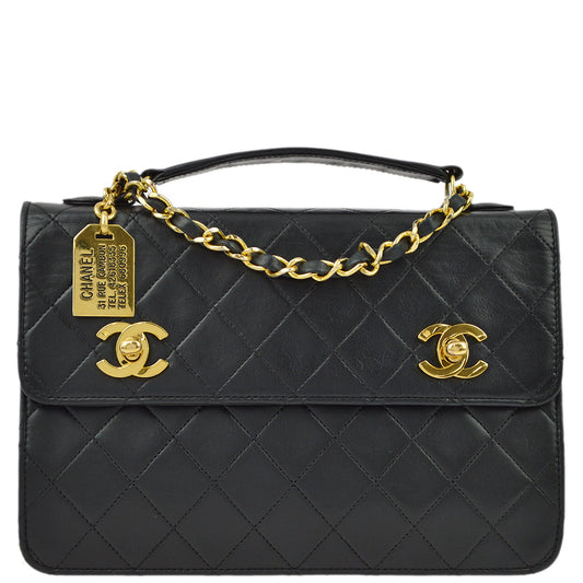 Chanel Black Lambskin 2way Handbag Shoulder Bag