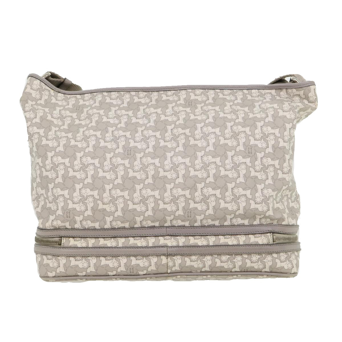 Luxury CELINE Salky Pattern Shoulder Bag Ai Tominaga PVC Leather Gray ac919