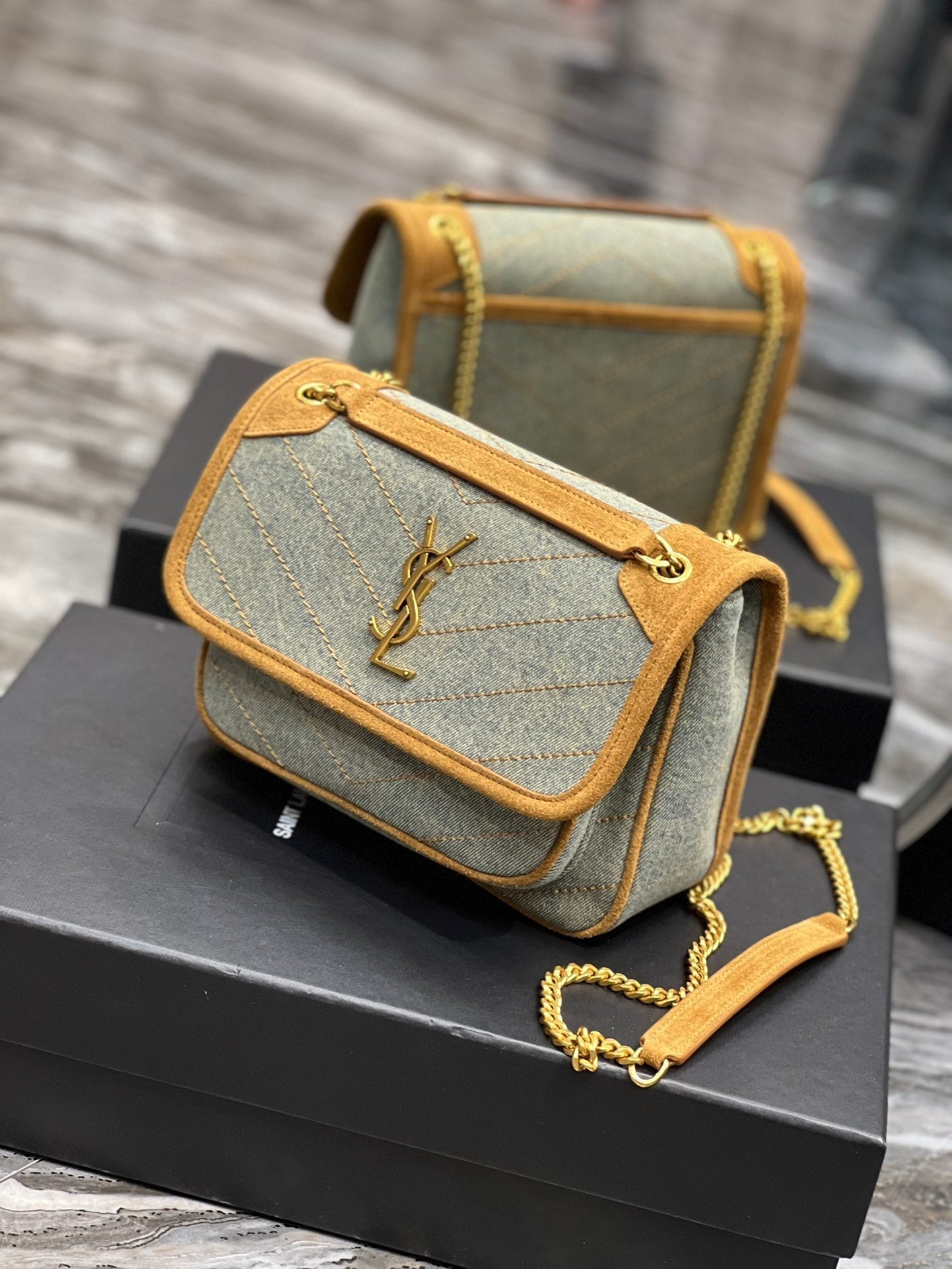 Yves Saint Laurent Niki Mini Chain Bag In Canvas
