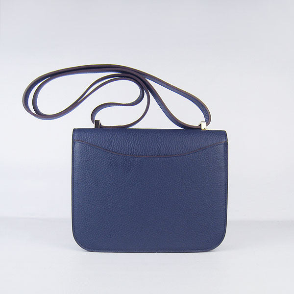 Luxury Hermes Constance Cowskin Leather Bag dark blue gold