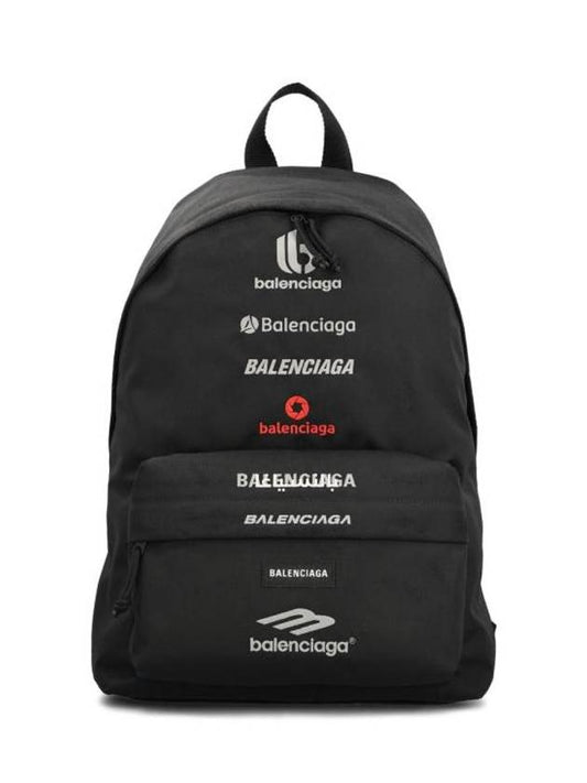 Luxury Balenciaga Trending 2026 Explorer Embroidered Logo Backpack Black