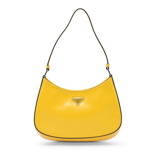 Prada Yellow Brushed Calfskin Cleo Shoulder Bag