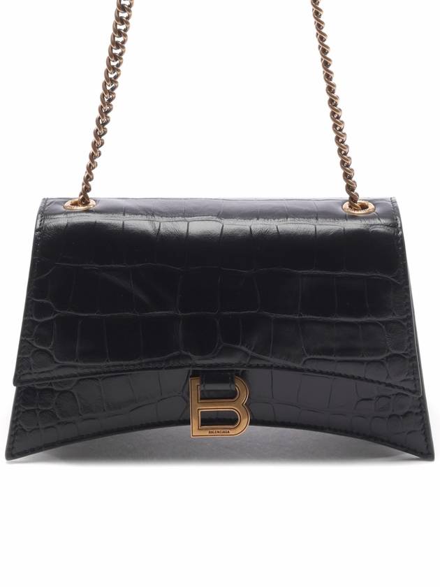 Luxury Balenciaga Trending 2026 Crush Crocodile Embossed Shoulder Bag Black