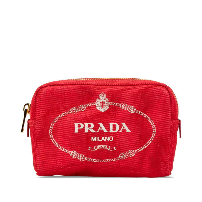 Prada Canapa Logo Canvas Leather Pouch