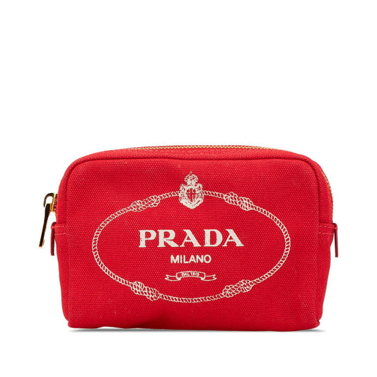 Prada Canapa Logo Canvas Leather Pouch