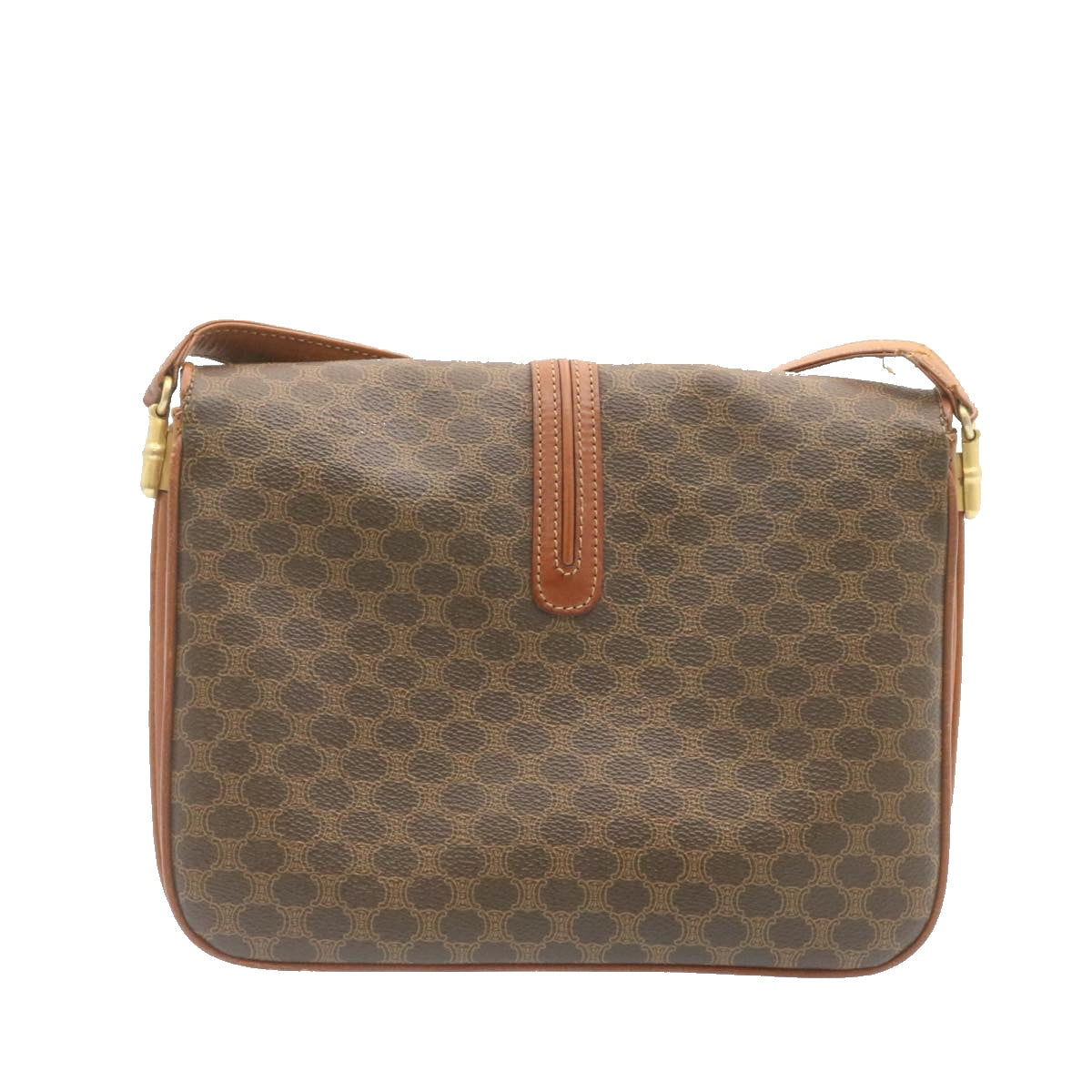 Luxury CELINE Macadam Canvas Shoulder Bag PVC Leather Brown ai095