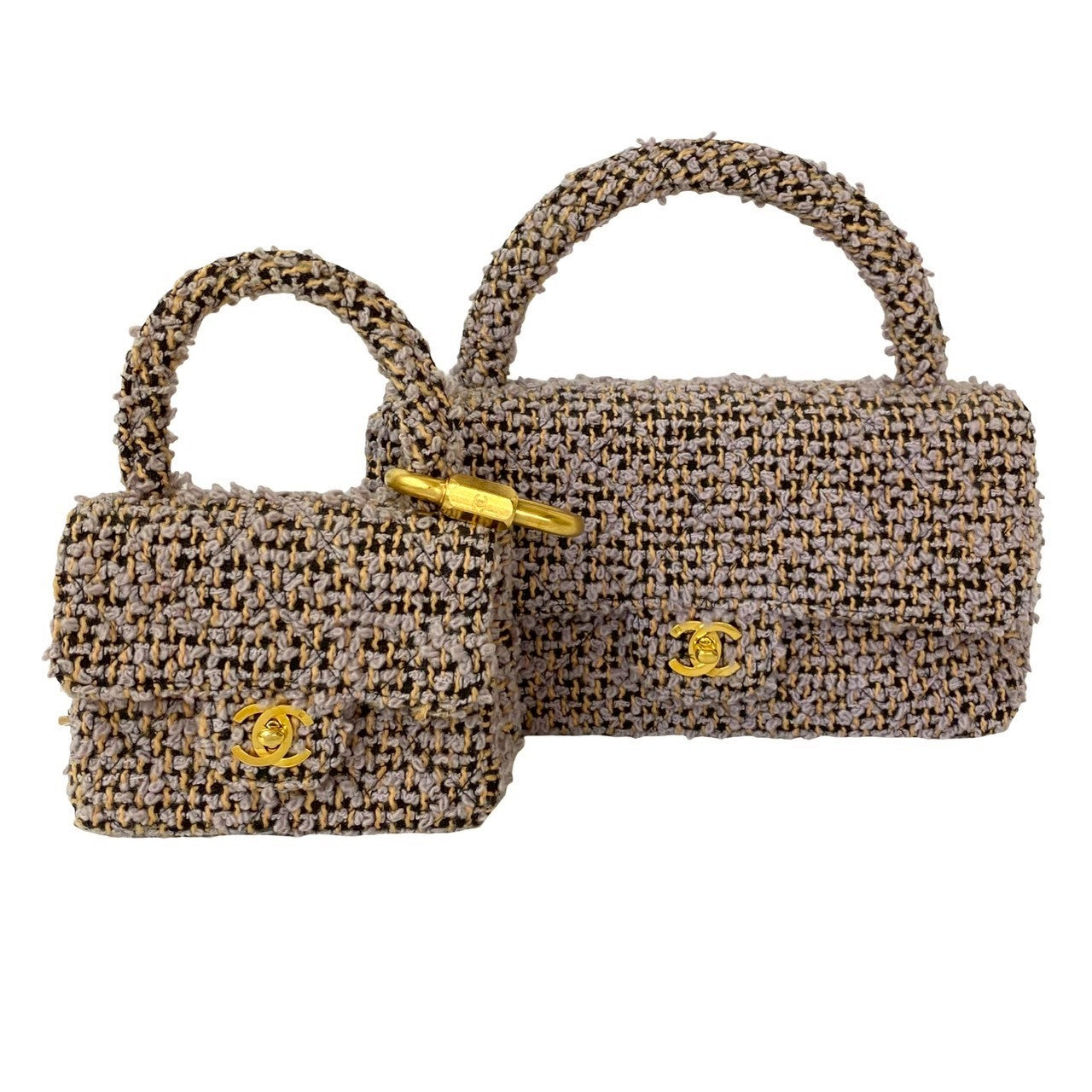 Chanel Leather Tweed 2way Handbag