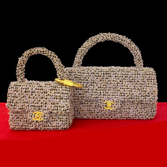 Chanel Leather Tweed 2way Handbag
