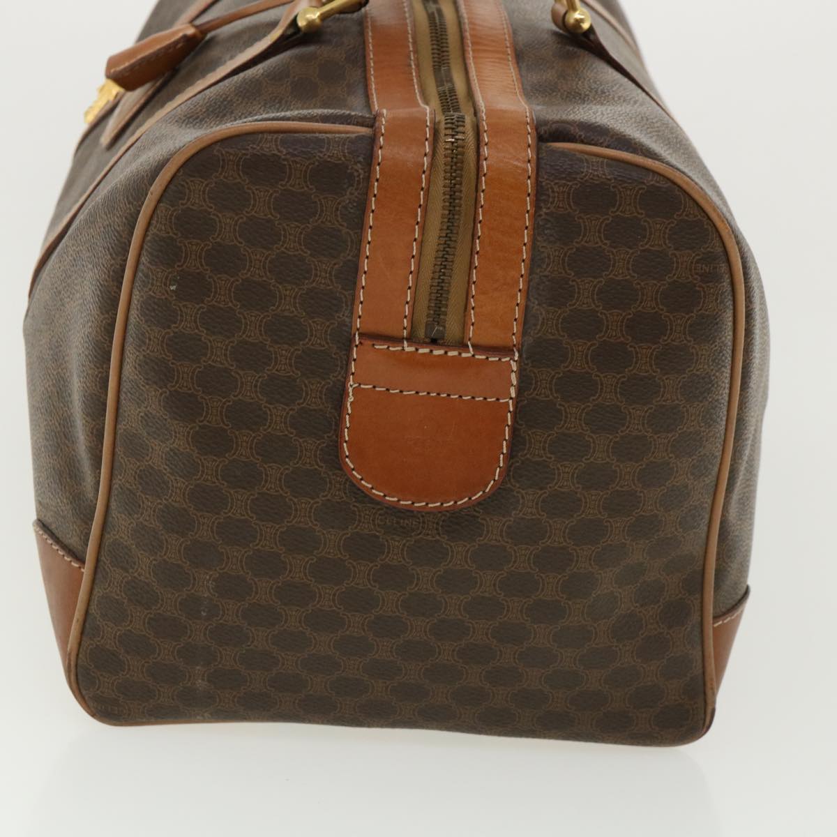 Luxury CELINE Macadam Canvas Boston Bag PVC Leather Brown am3472