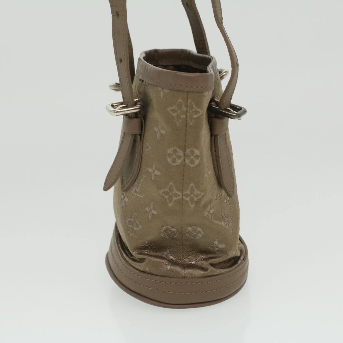 LOUIS VUITTON Monogram Satin Little bucket Hand Bag Beige M92145 LV Auth am3521A
