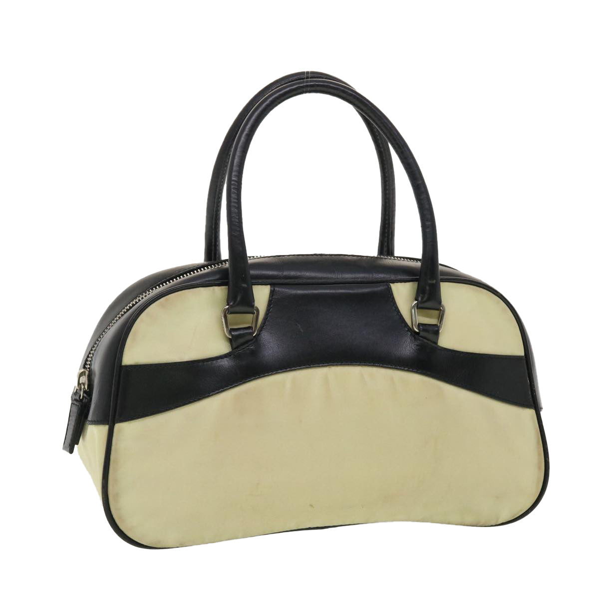 Prada Hand Bag Nylon Black Beige