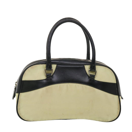 Prada Hand Bag Nylon Black Beige