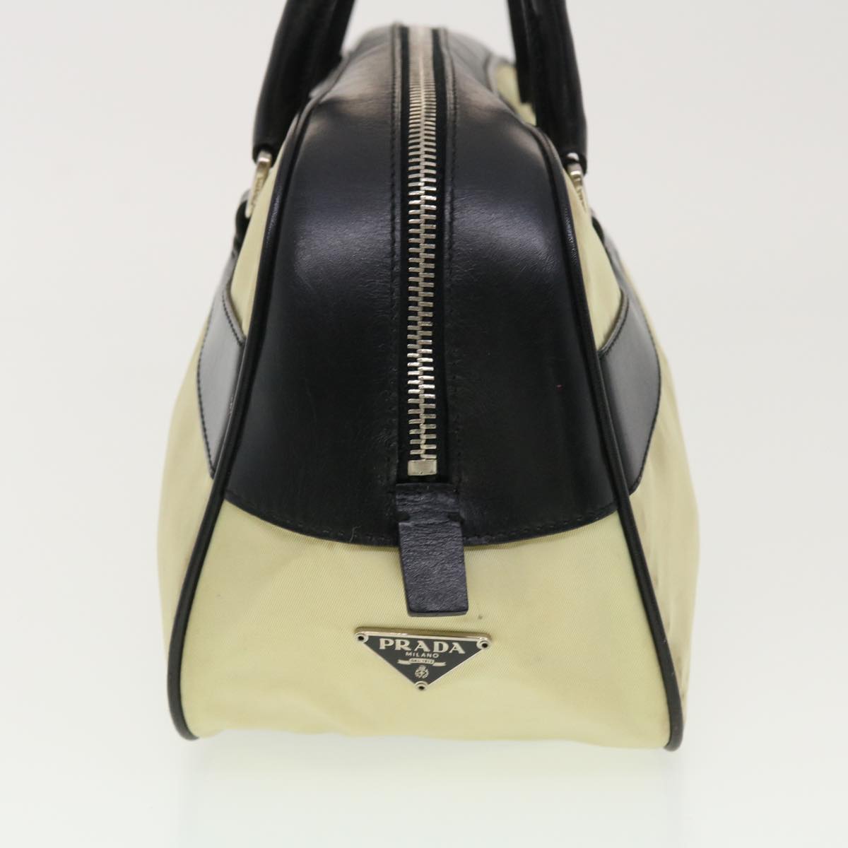 Prada Hand Bag Nylon Black Beige
