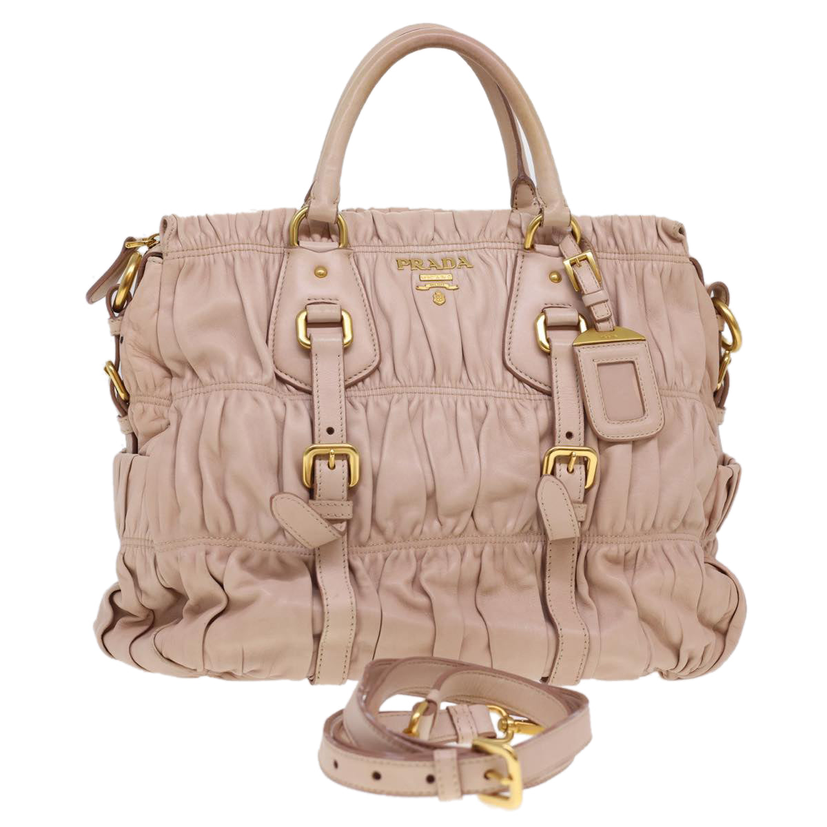 Prada Hand Bag Leather 2way Pink