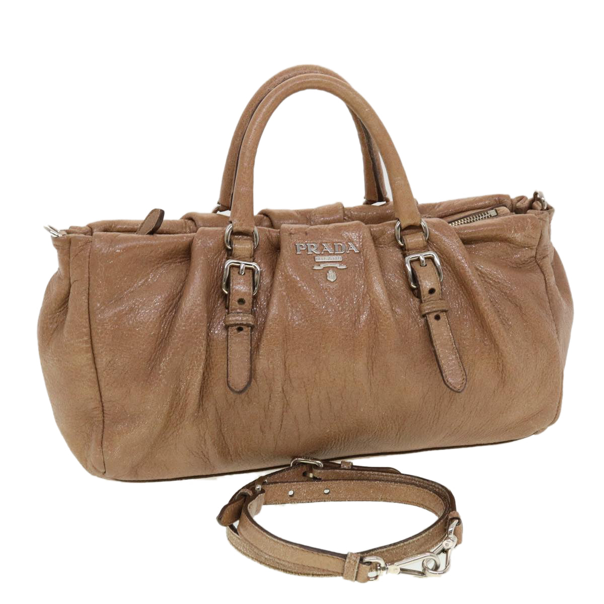 Prada Shoulder Bag Leather 2way Brown