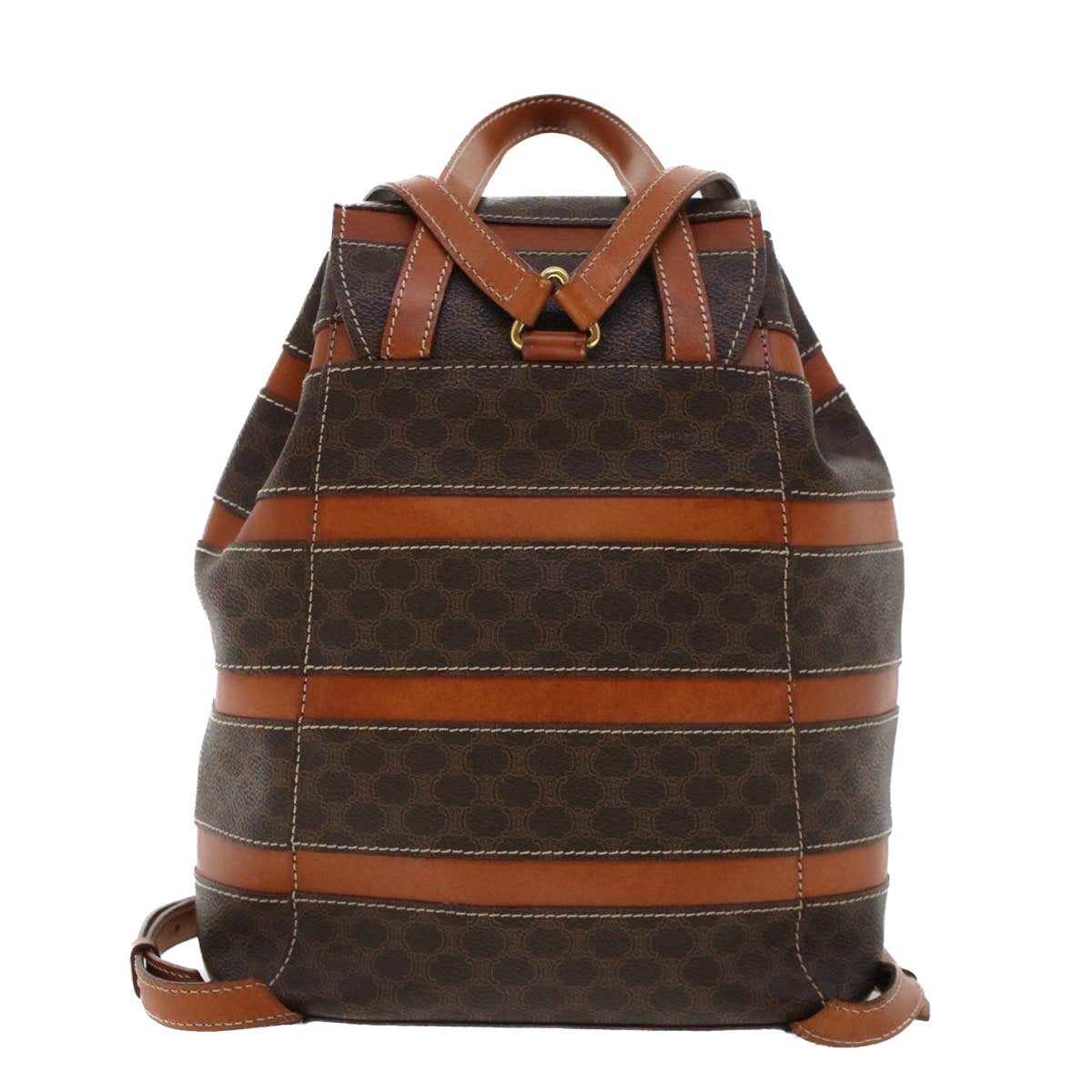 Luxury CELINE Macadam Canvas Backpack PVC Leather Brown am4403