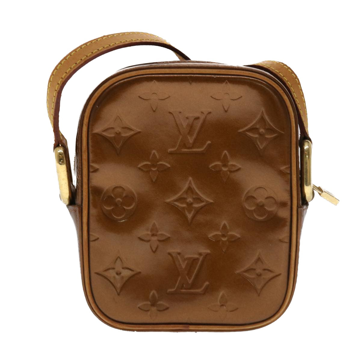 LOUIS VUITTON Monogram Vernis Christie PM Shoulder Bag Bronze Auth am4733
