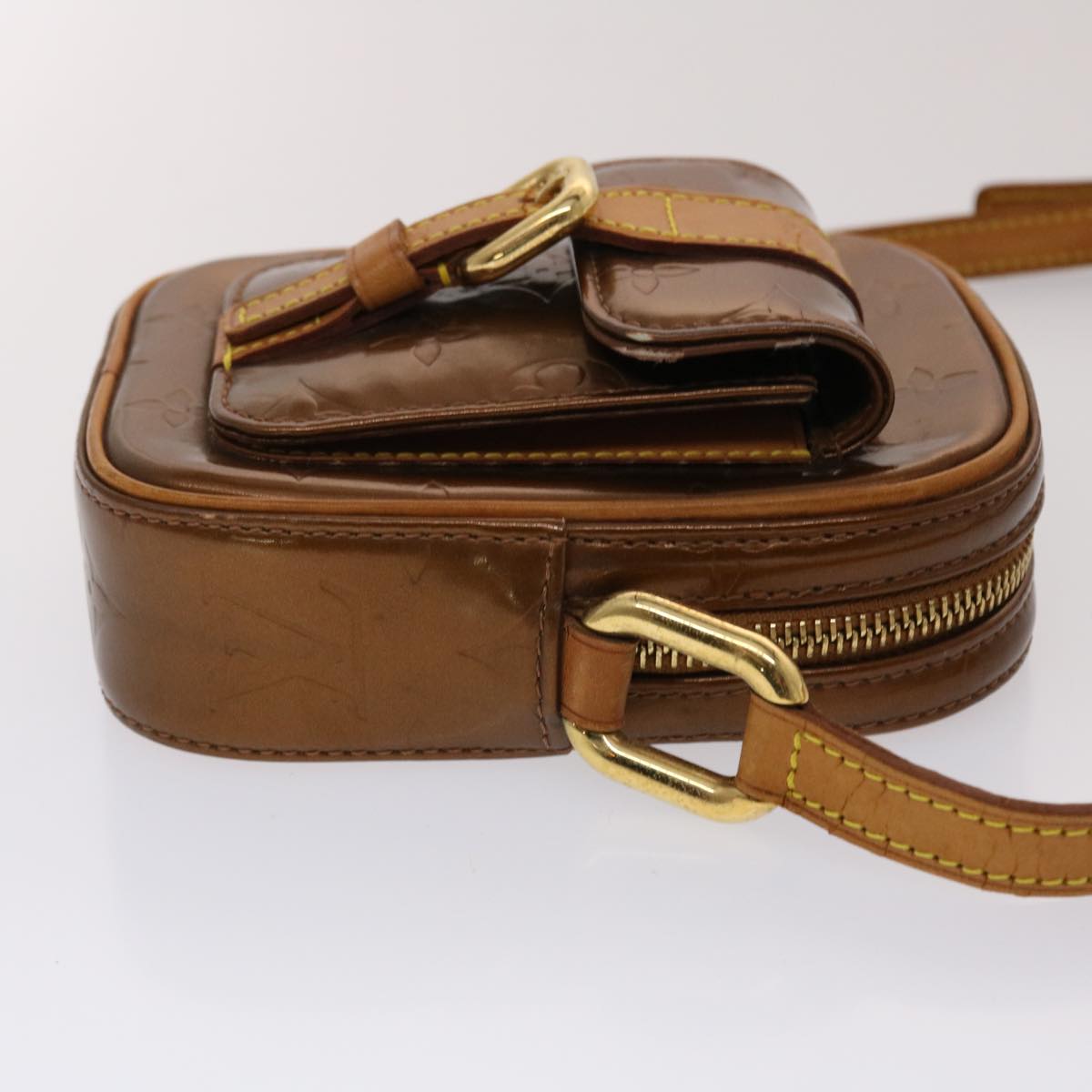 LOUIS VUITTON Monogram Vernis Christie PM Shoulder Bag Bronze Auth am4733