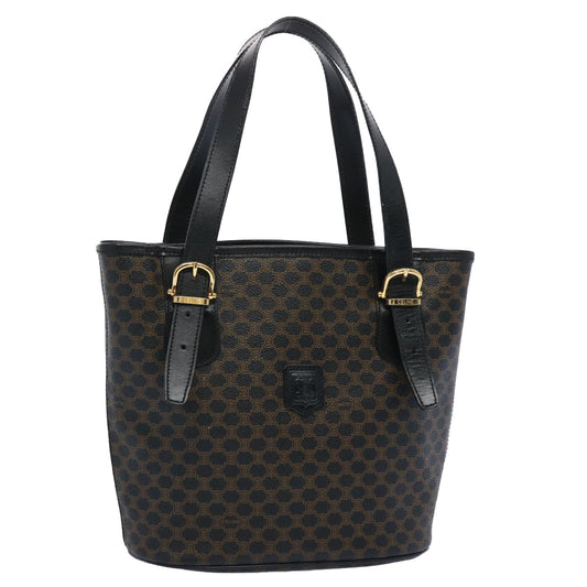 Luxury CELINE Macadam Canvas Tote Bag PVC Leather Black am5509