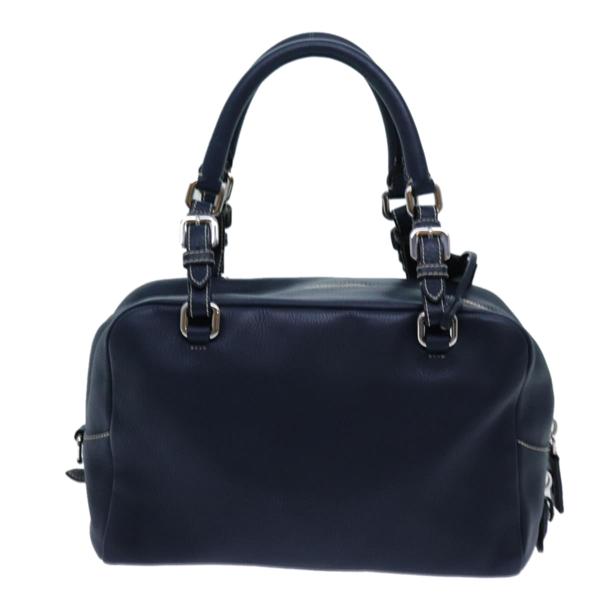 PRADA Hand Bag Leather Navy Auth am6063
