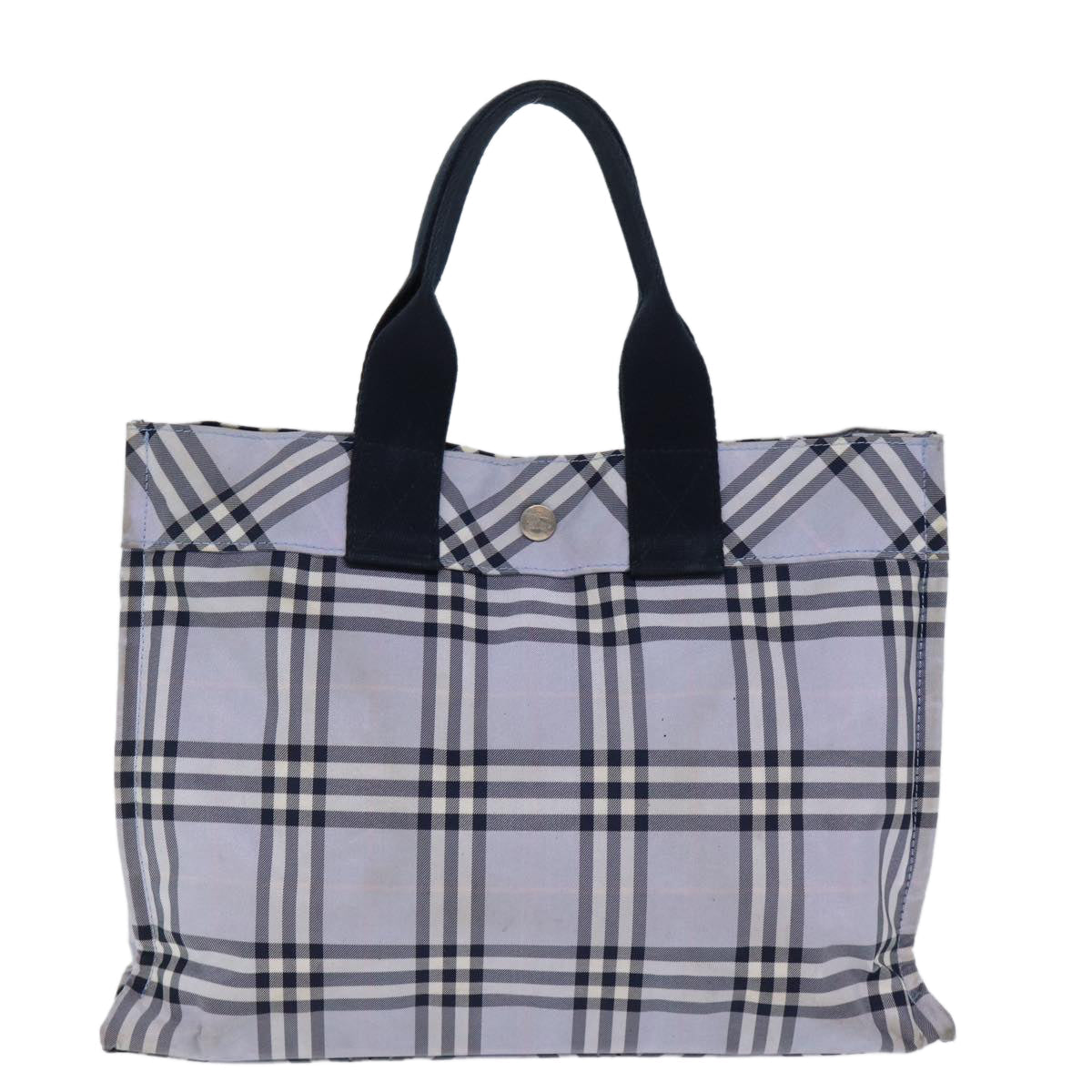Burberry Nova Check Blue Label Hand Bag Nylon Blue Auth am6158