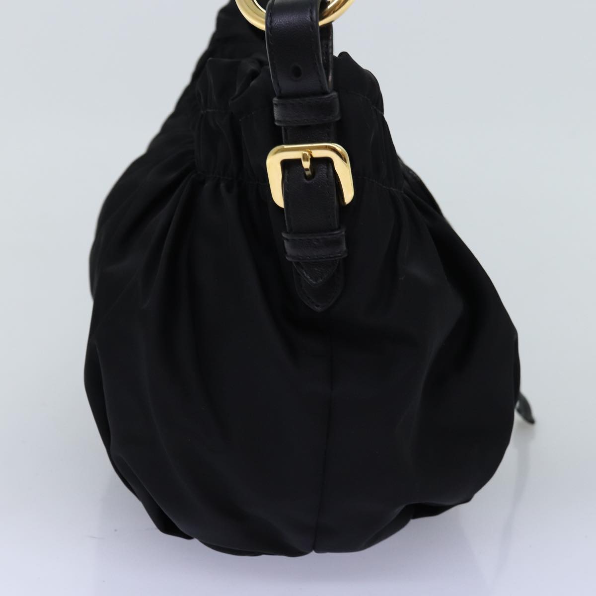 PRADA Ribbon Hand Bag Nylon Black Auth am6168