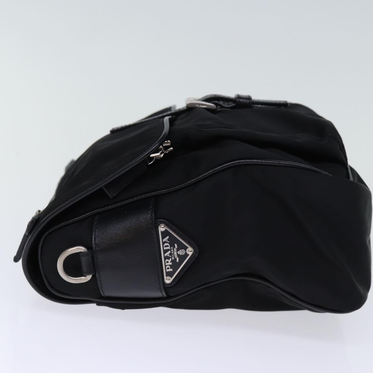 PRADA Shoulder Bag Nylon Leather Black Auth am6182
