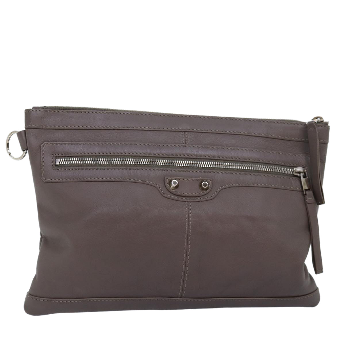 Balenciaga Clutch Bag Leather Gray 273022 Auth am6190