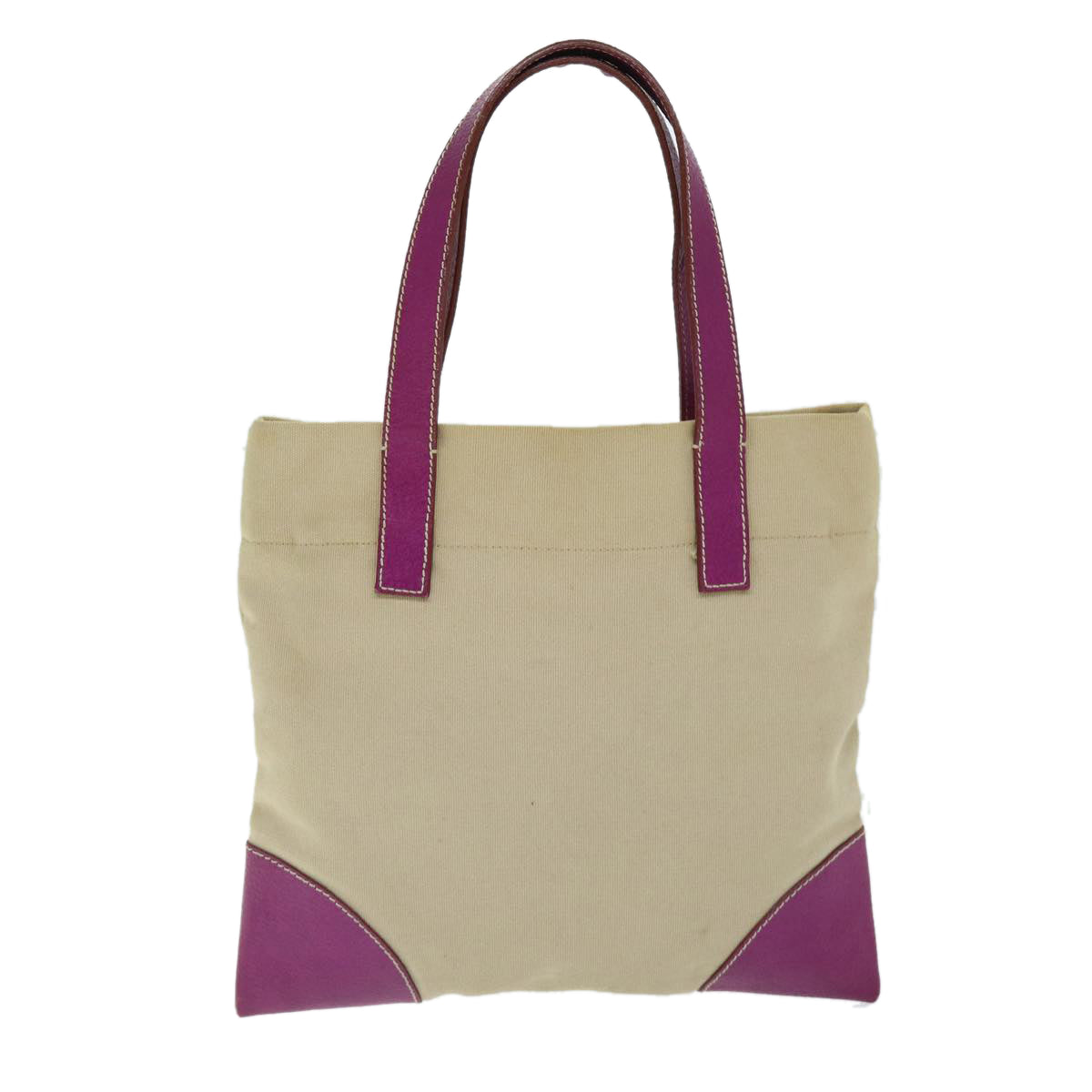 PRADA Tote Bag Canvas Beige Auth am6227