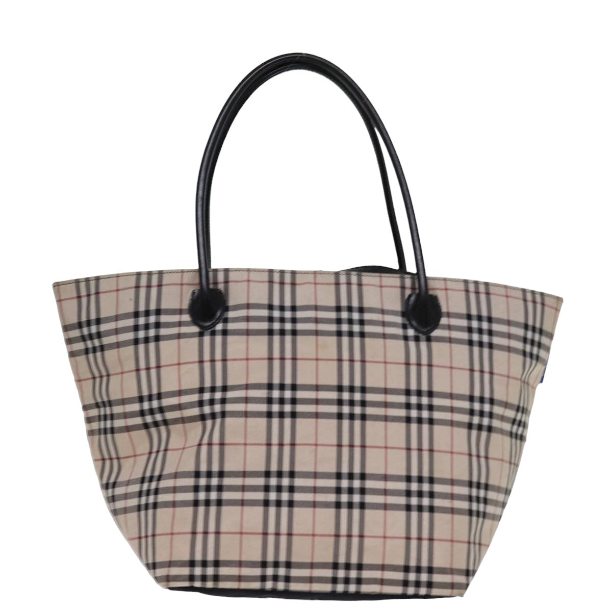 Burberry Nova Check Blue Label Tote Bag Nylon Beige Auth am6318