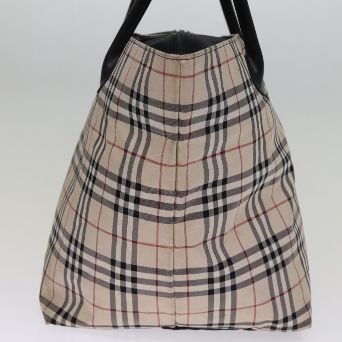 Burberry Nova Check Blue Label Tote Bag Nylon Beige Auth am6318