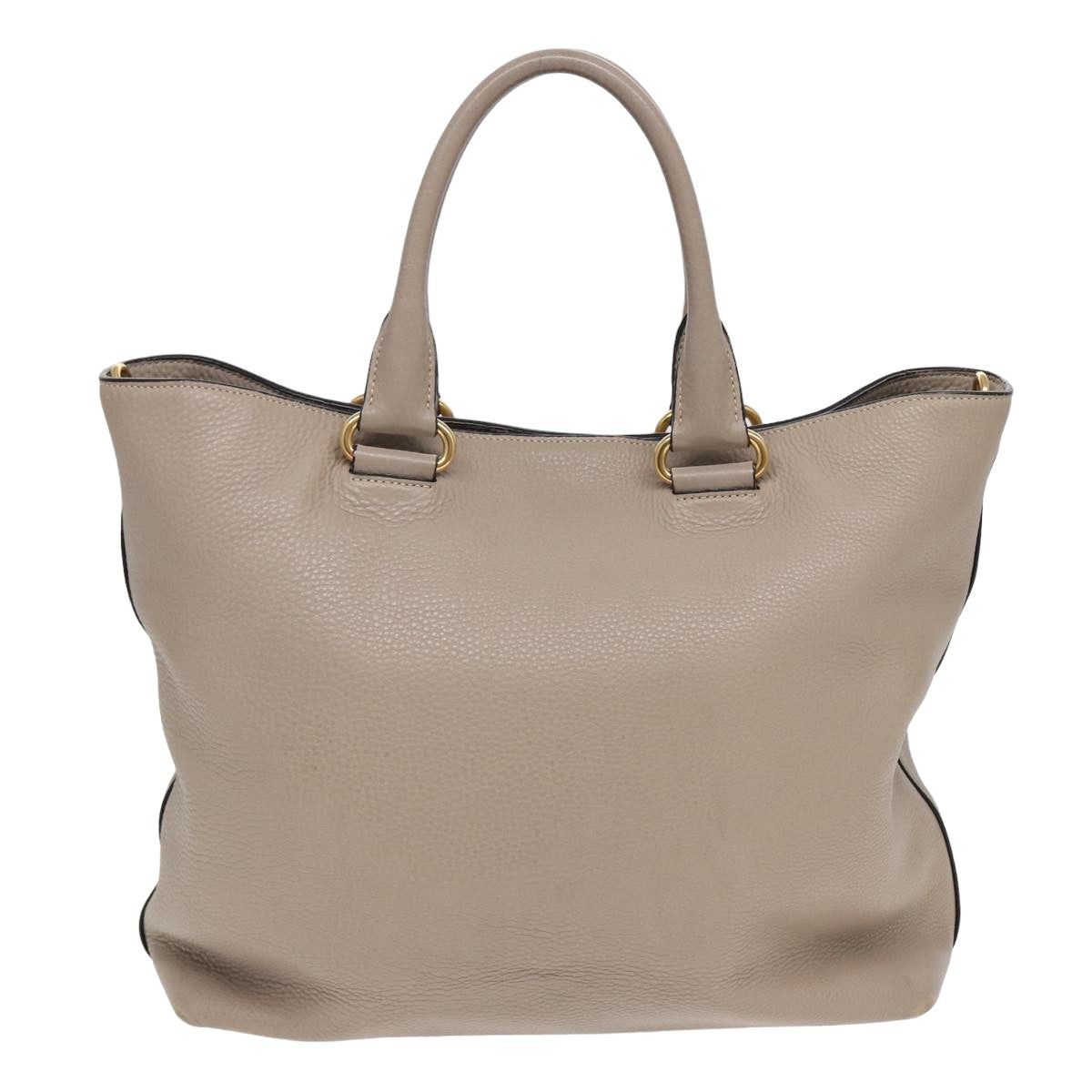 PRADA Tote Bag Leather 2way Beige Auth