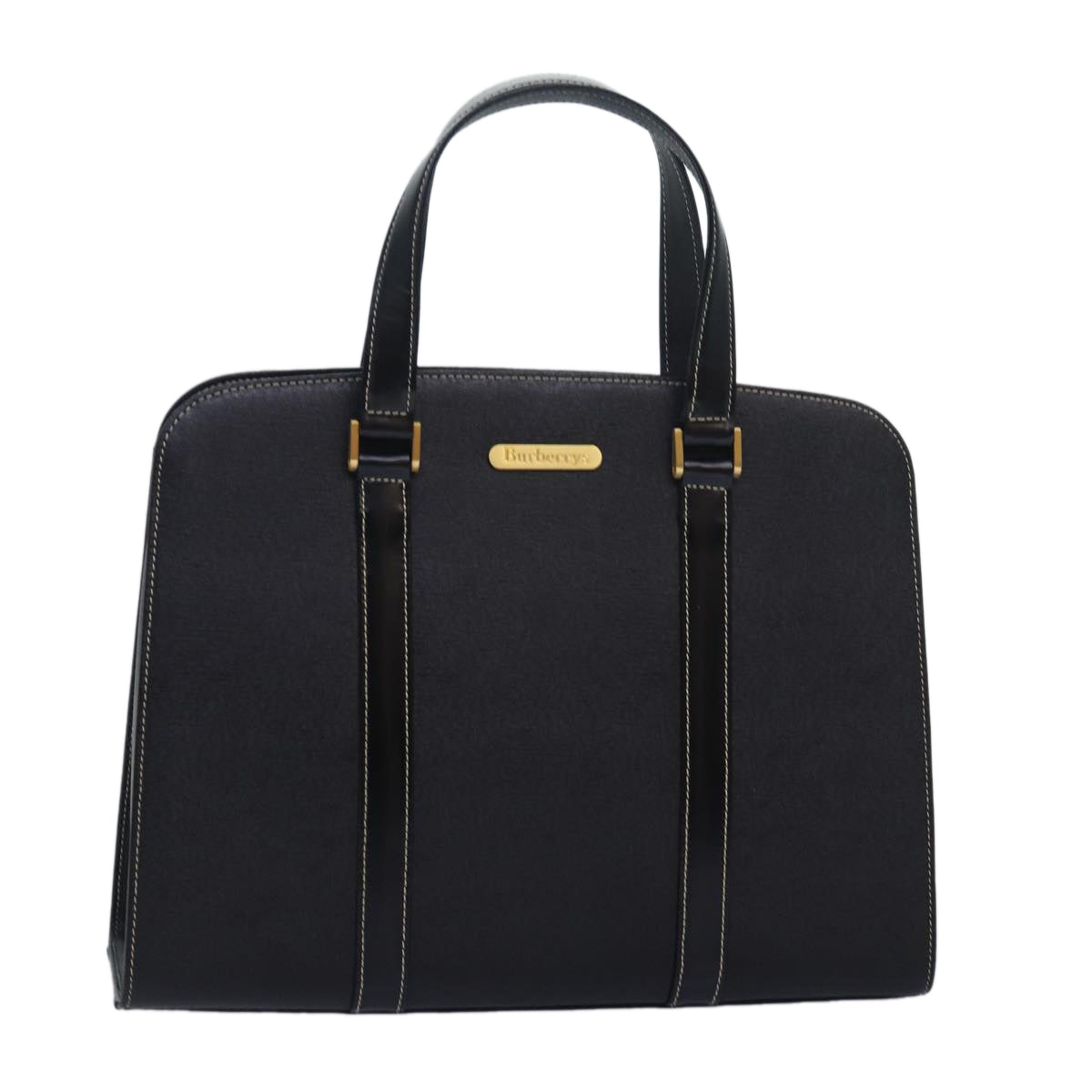 Burberry Hand Bag Leather Black Auth am6686