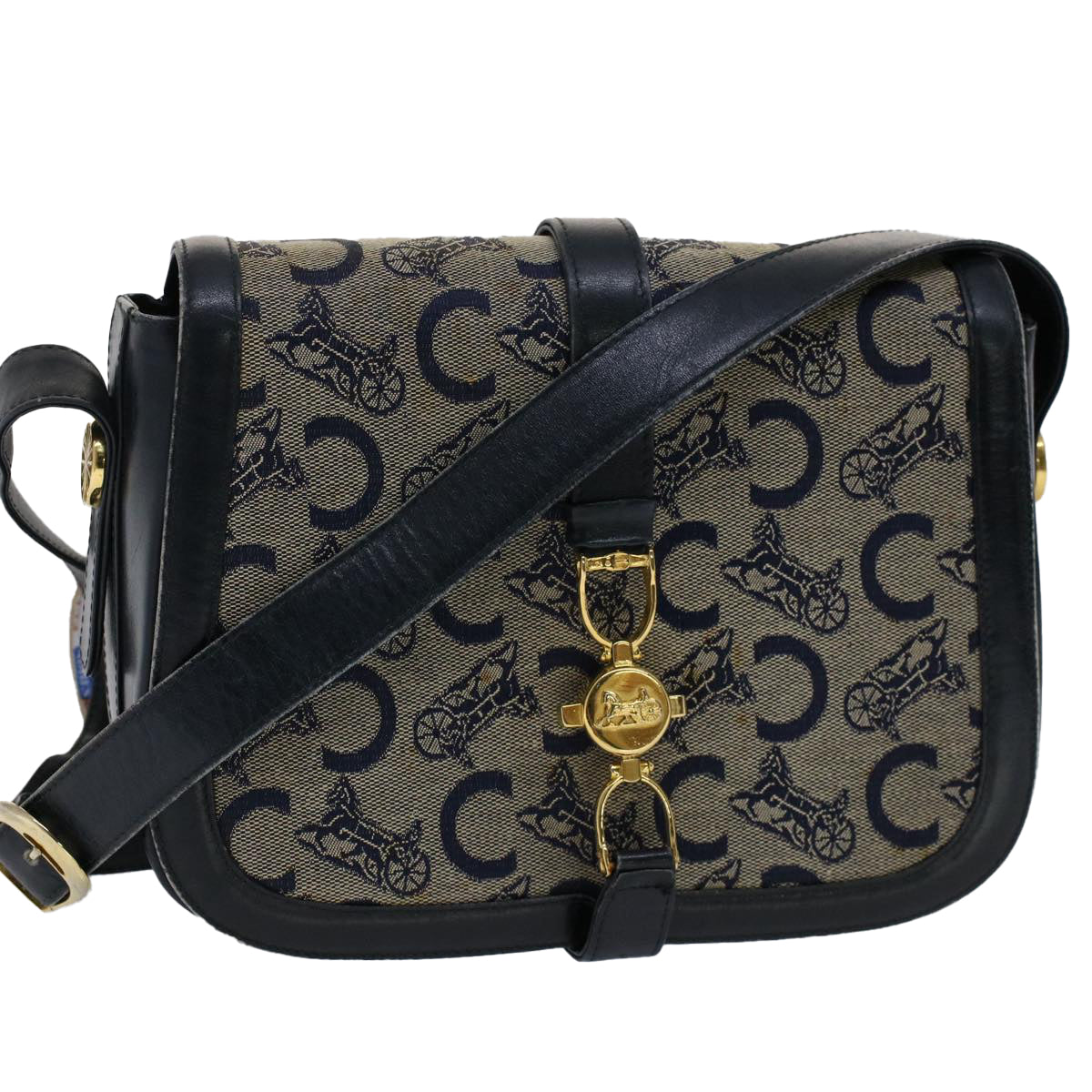 Luxury CELINE C Macadam Canvas Shoulder Bag Navy ar10062