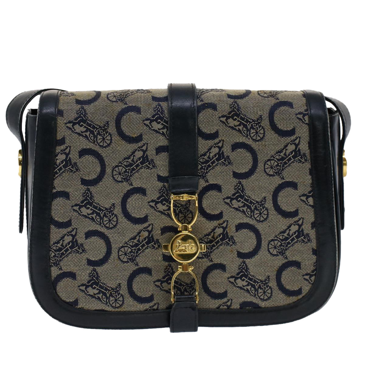 Luxury CELINE C Macadam Canvas Shoulder Bag Navy ar10062