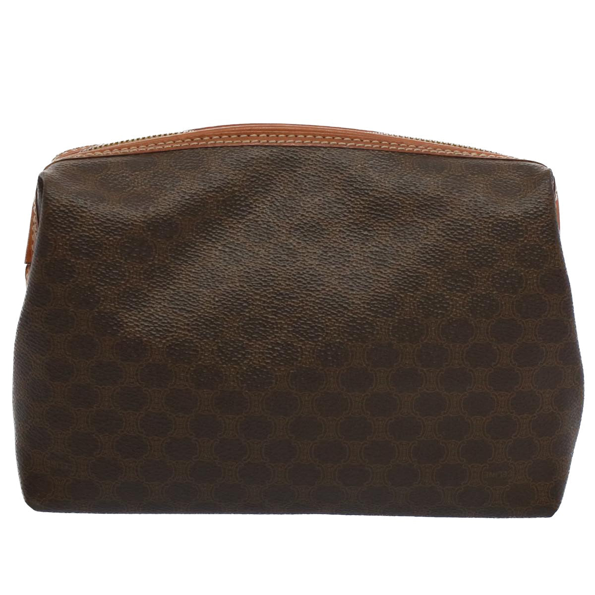 Luxury CELINE Macadam Canvas Pouch PVC Leather Brown ar10296