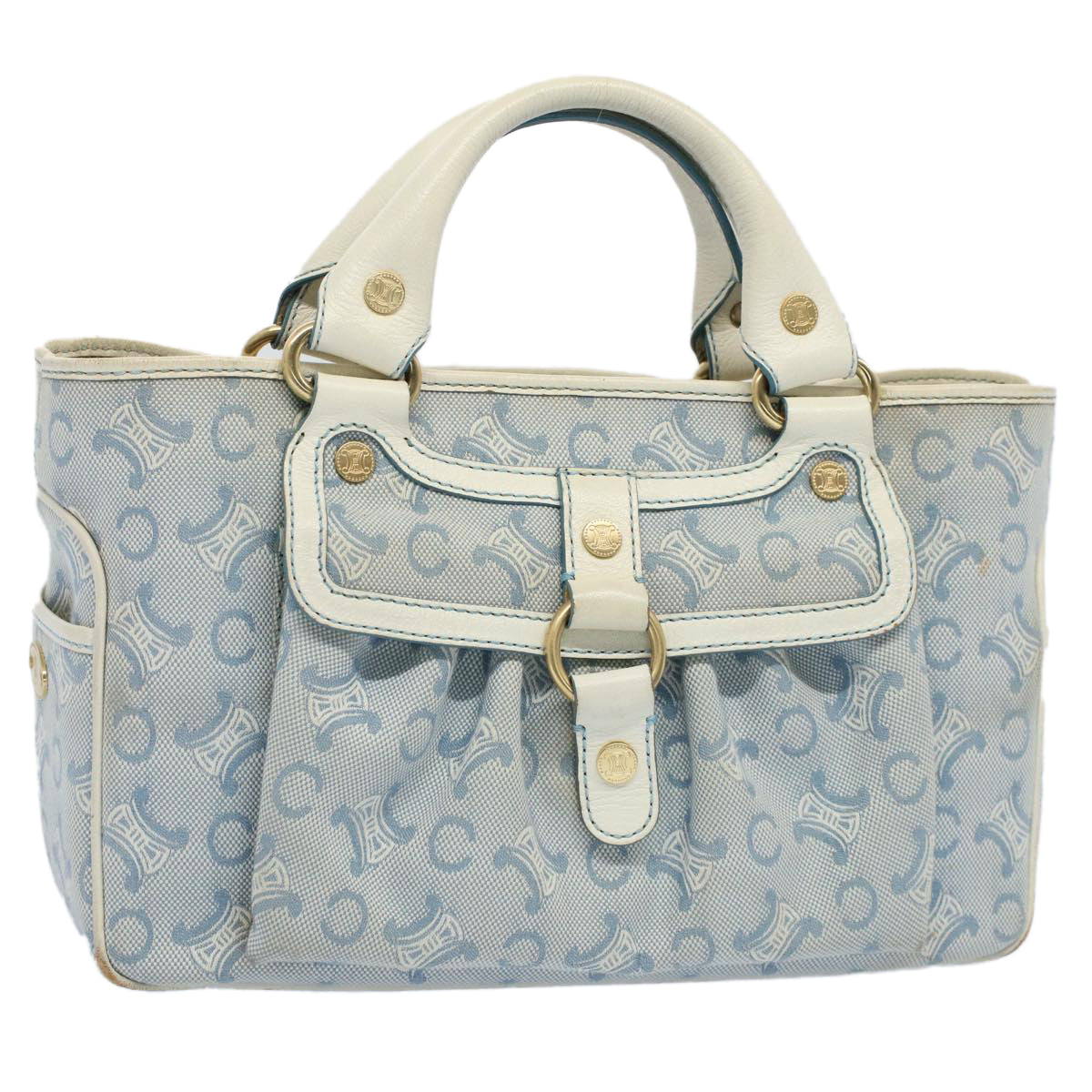 Luxury CELINE Paris Macadam Canvas Boogie Bag Hand Bag Light Blue ar10376B
