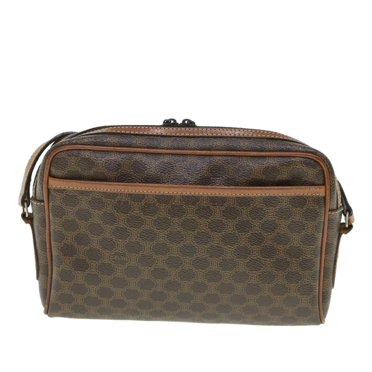 Luxury CELINE Macadam Canvas Shoulder Bag PVC Leather Brown ar10380B