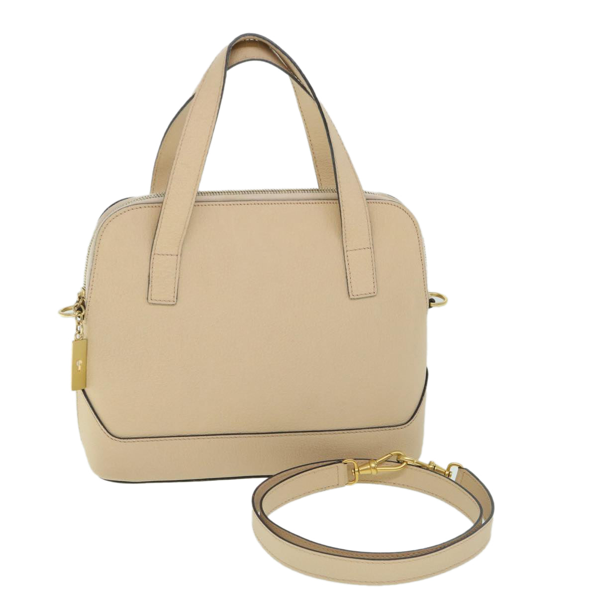 Luxury CELINE Hand Bag Leather 2way Beige ar10402