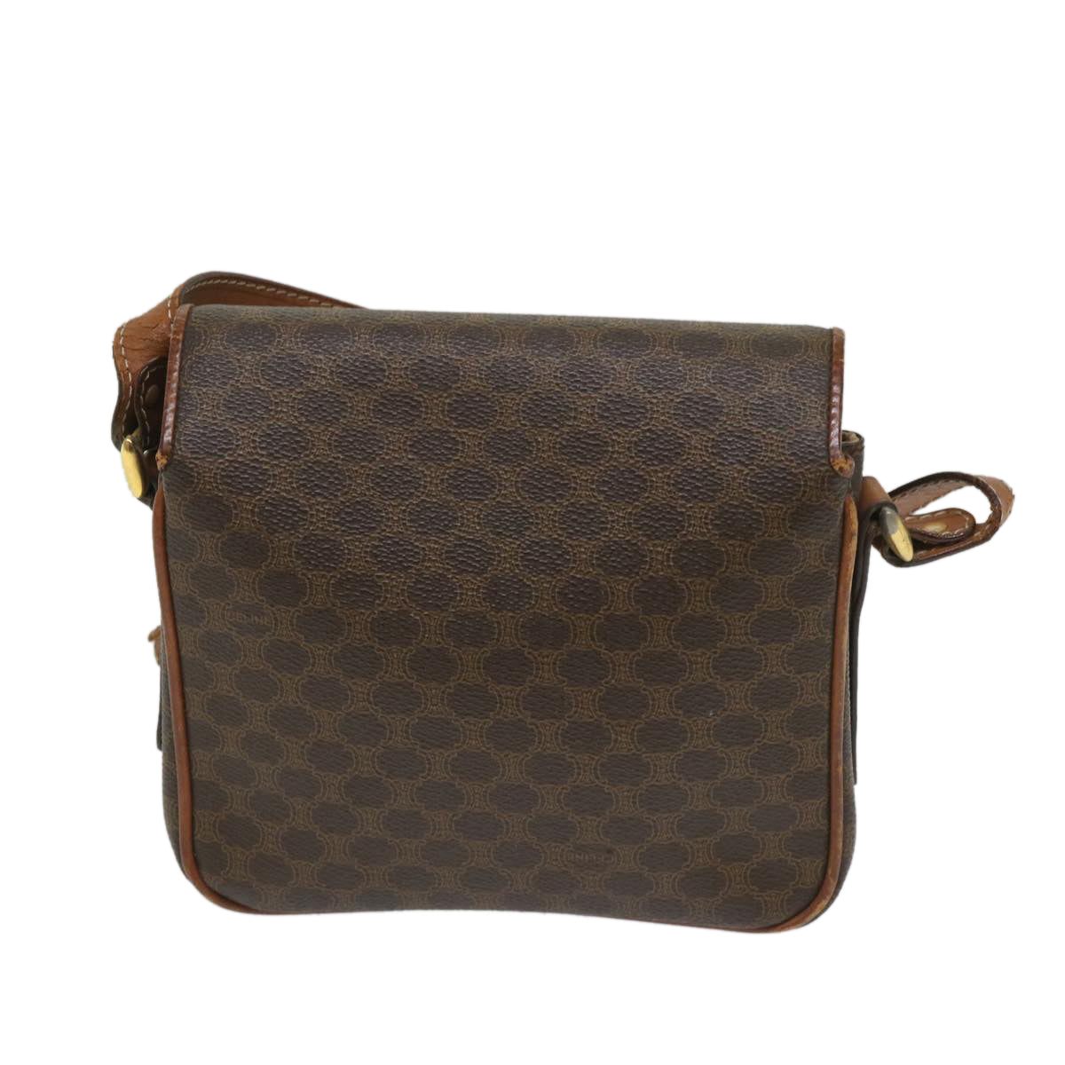 Luxury CELINE Macadam Canvas Shoulder Bag PVC Leather Brown ar10469