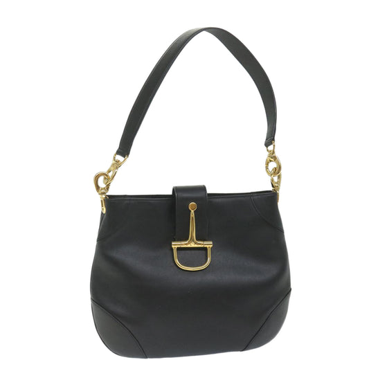 Luxury CELINE Shoulder Bag Leather Black ar10477