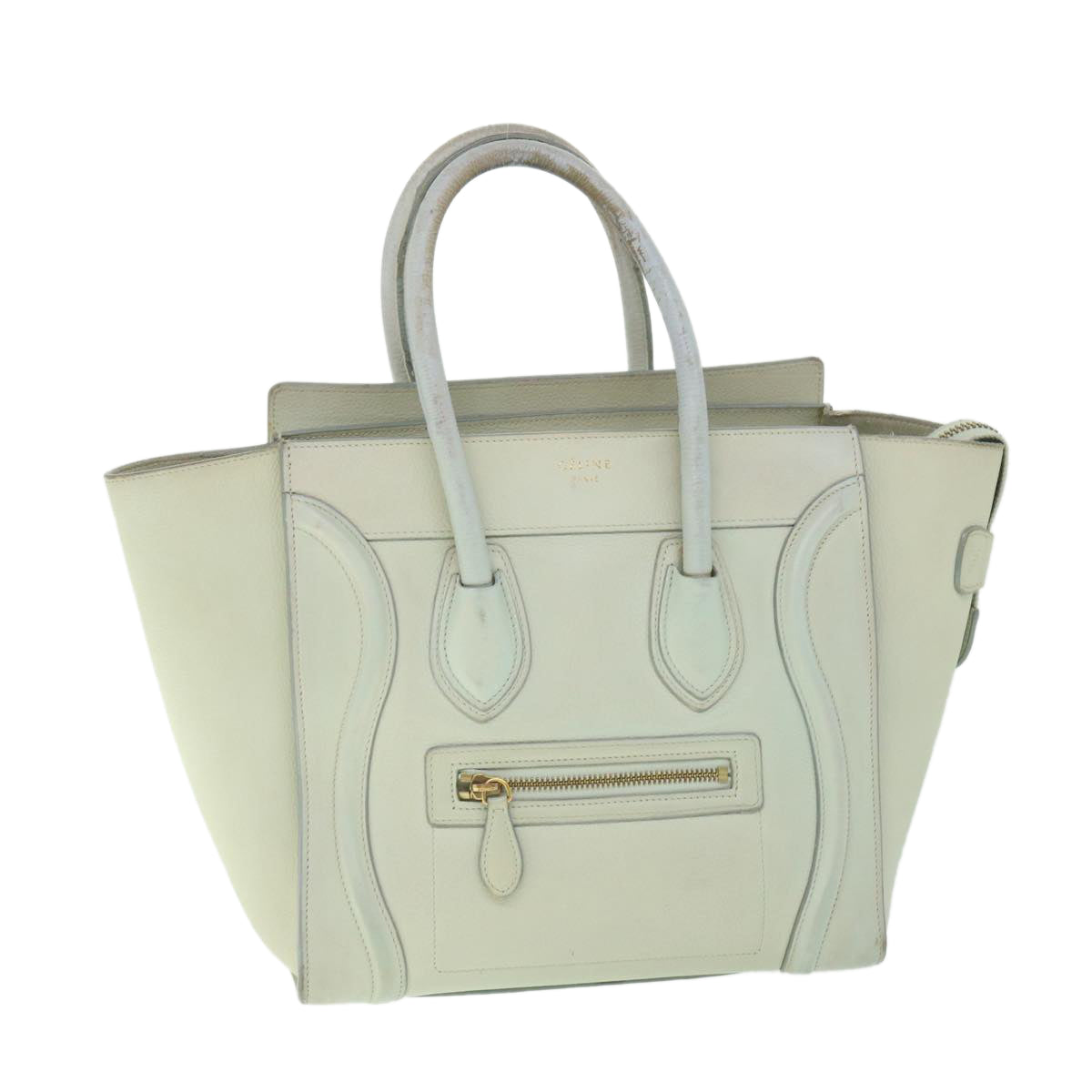 Luxury CELINE Luggage Hand Bag Leather Beige ar10492