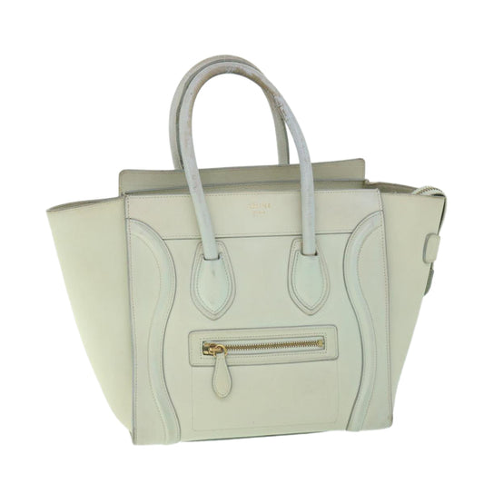 Luxury CELINE Luggage Hand Bag Leather Beige ar10492