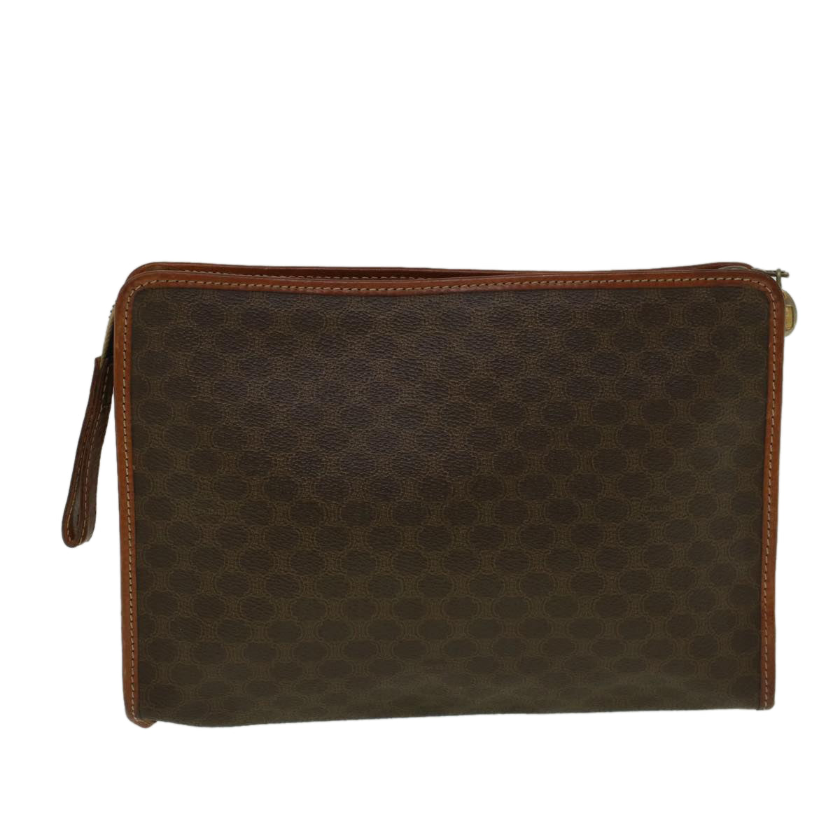 Luxury CELINE Macadam Canvas Clutch Bag PVC Leather Brown ar10696
