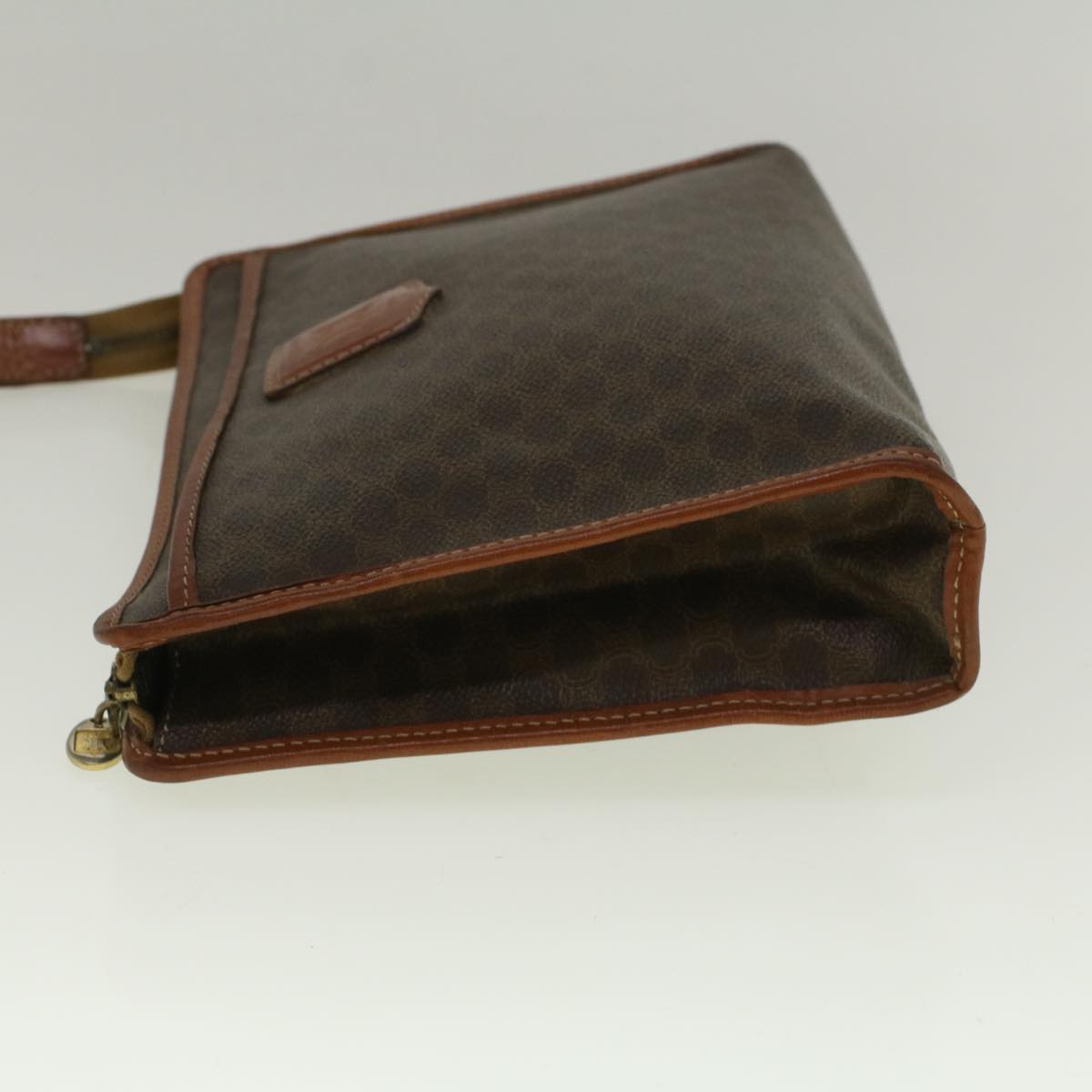 Luxury CELINE Macadam Canvas Clutch Bag PVC Leather Brown ar10696