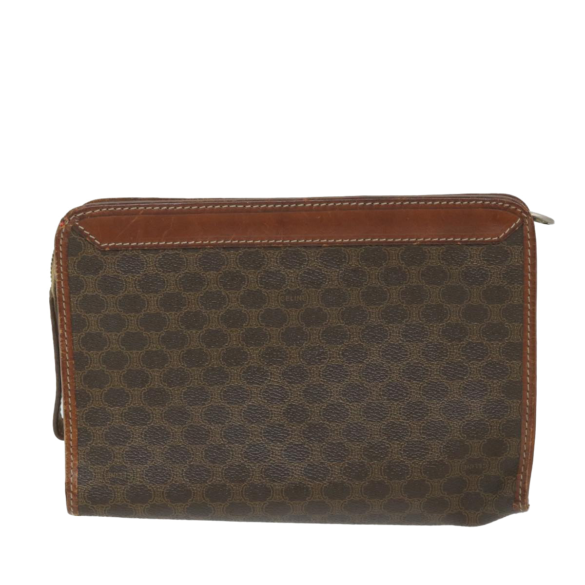 Luxury CELINE Macadam Canvas Clutch Bag PVC Leather 2Set Brown ar10789