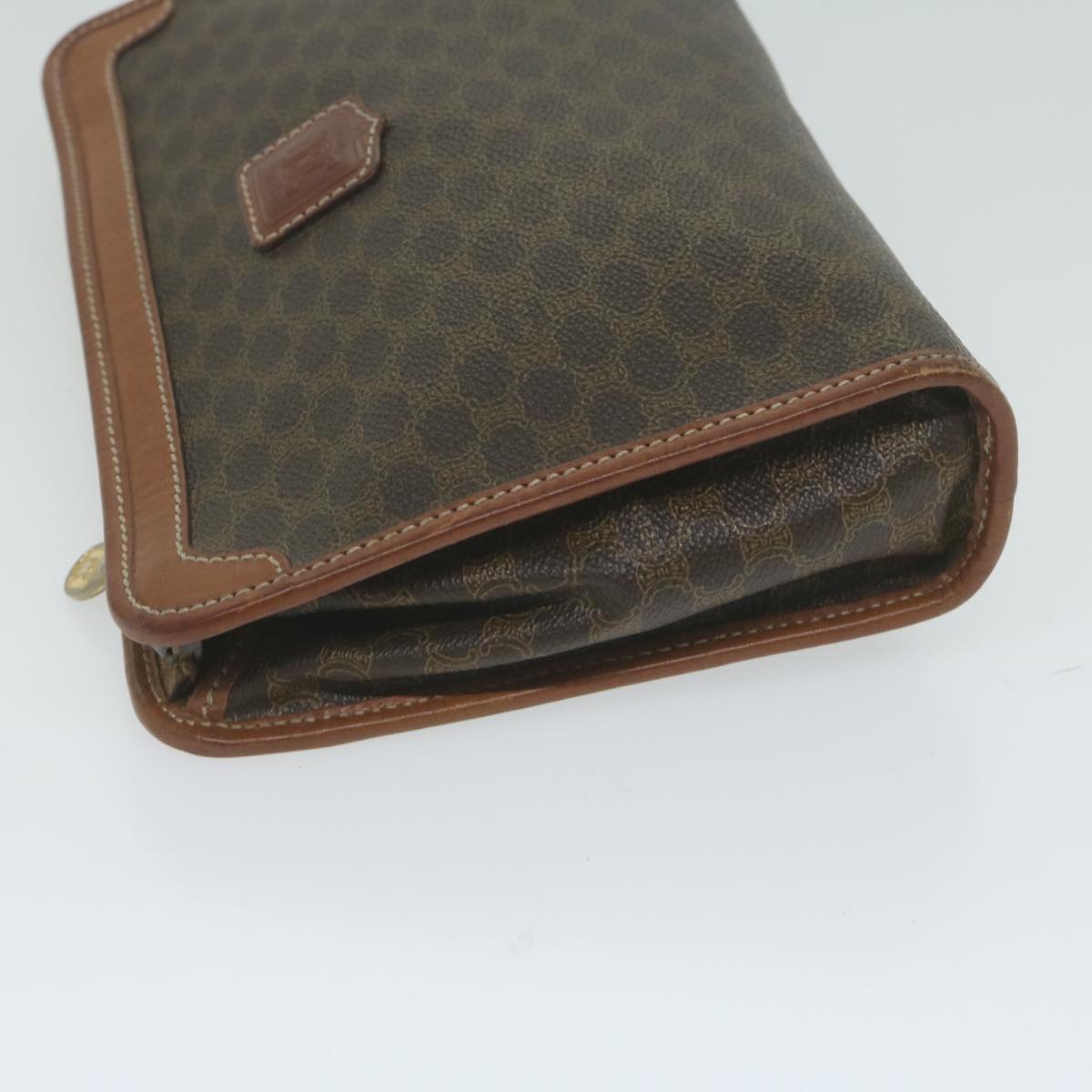 Luxury CELINE Macadam Canvas Clutch Bag PVC Leather Brown ar11021