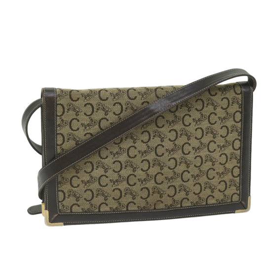 Luxury CELINE C Macadam Canvas Shoulder Bag Beige ar11080