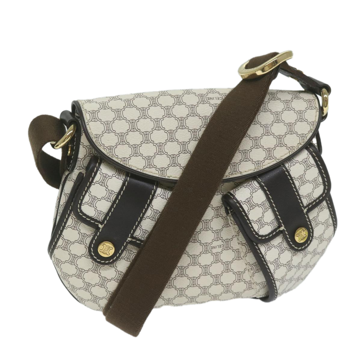 Luxury CELINE Macadam Canvas Shoulder Bag PVC Leather Whe ar11116