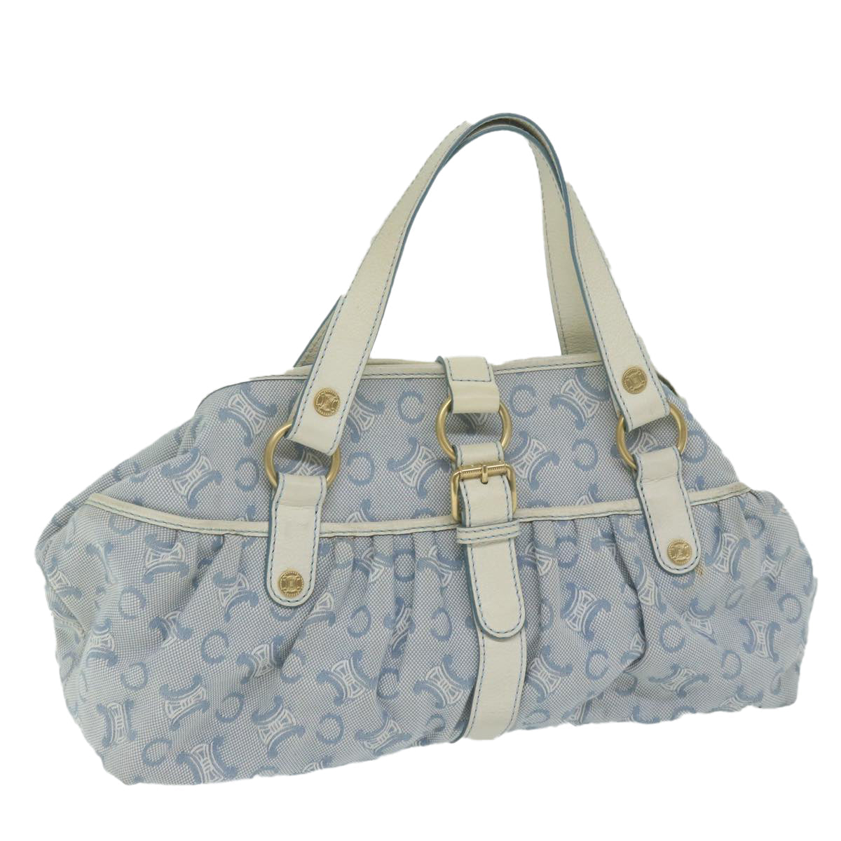 Luxury CELINE Paris Macadam Canvas Hand Bag Blue ar11152B